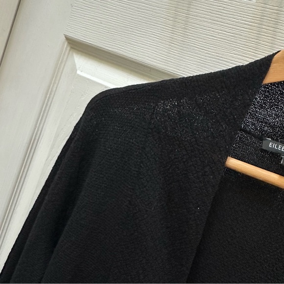 Eileen Fisher Black Wool Cardigan sweater open front long s small - Picture 3 of 6